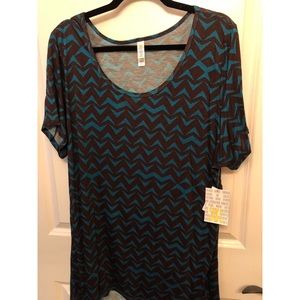 LuLaRoe Brown and Teal Classic T 3XL